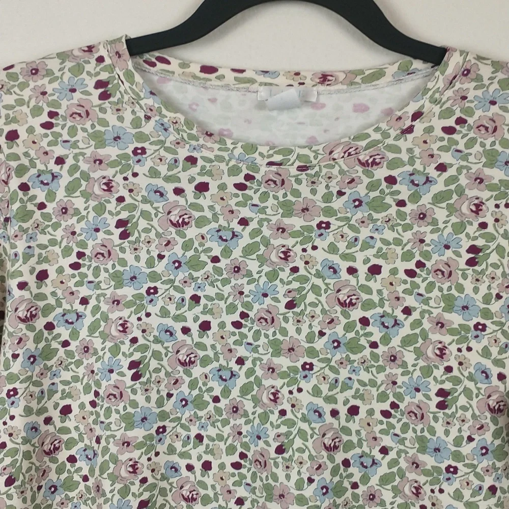 Lake Pima Crew Pajama Top Womens Small Floral Long Sleeve Lounge Shirt